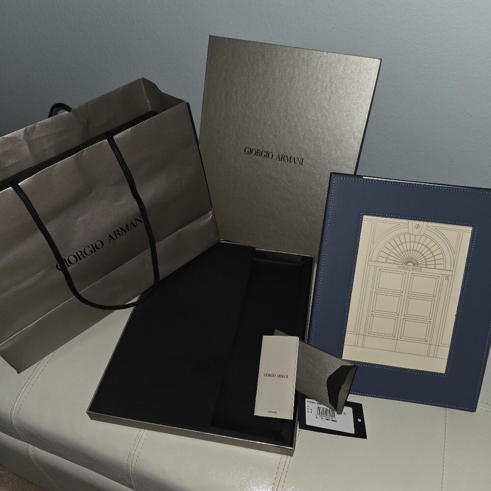 NEW Armani Blue Leather Picture Frame